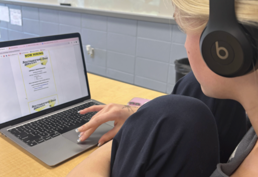 Student Haidyn Kelsay (9) searches for summer job options for teens. 